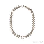 Victorian Silver Necklace, of shaped stamped out links, lg. 19 in. Note: Lots 133 through 229 are