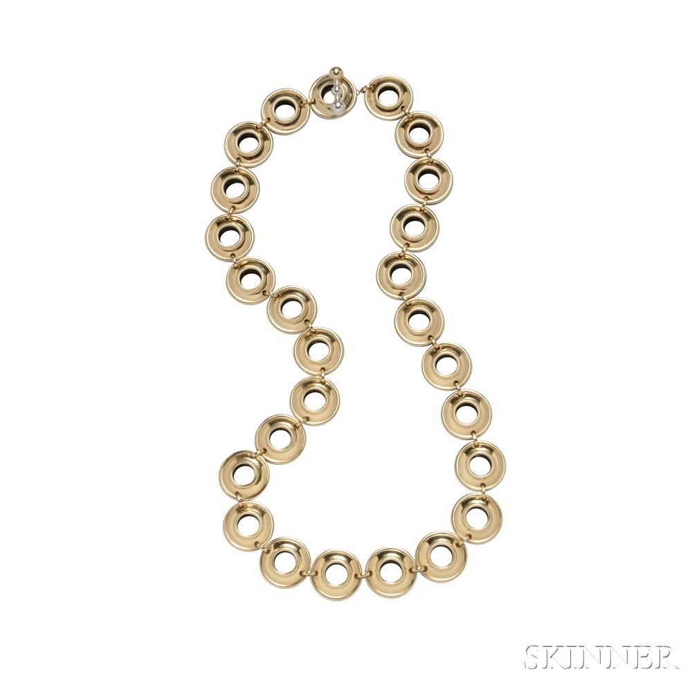 18kt Gold and Sterling Silver Necklace, Paloma Picasso, Tiffany & Co., composed of reversible discs, - Bild 2 aus 4