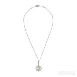 Edwardian Cultured Pearl and Diamond Pendant, centering a pearl measuring approx. 7.00 mm,