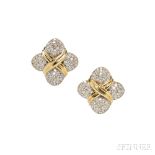 18kt Gold and Diamond Earclips, pave-set with full-cut diamonds, approx. total wt. 5.00 cts., 12.0