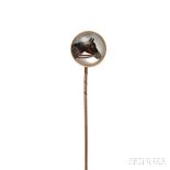 18kt Gold and Reverse-painted Crystal Stickpin, depicting a horse, dia. 1/2 in. 18kt Gold and