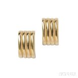 18kt Gold Earclips, Tiffany & Co., each designed as a ribbed dome, 10.1 dwt, lg. 3/4 in., signed.