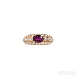 18kt Gold, Ruby, and Diamond Ring, Tiffany & Co., set with an oval-cut ruby measuring approx. 7.70 x