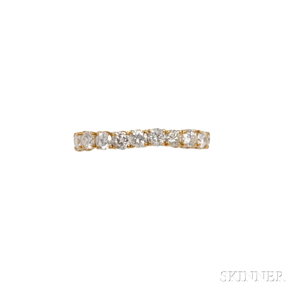 18kt Gold and Diamond Ring, the flexible band set with full-cut diamonds, approx. total wt. 2.00