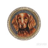 Art Deco Enamel and Diamond Brooch, depicting a setter within a frame of single-cut diamond melee,