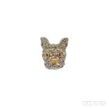 Diamond French Bulldog Pendant, converted from an Edwardian stickpin, set with rose-cut diamonds