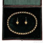 Antique Gold and Turquoise Convertible Suite, the necklace of flowerheads set with turquoise