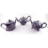 Three Victorian silver plated teapots