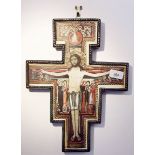 A porcelain painted wall crucifix