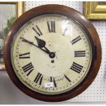 A Victorian mahogany eight day dial wall clock with fusee movement