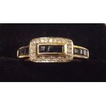 A 9 carat gold sapphire and diamond Art Deco style ring