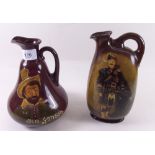 A Royal Doulton Kings Ware Dewars flask painted bagpiper and a similar Ben Johnson jug, both with