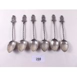A set of six silver teaspoons with Cheltenham crest terminal hallmarked - Chester 1904