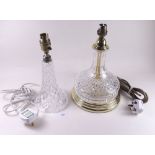 Two cut glass table lamps