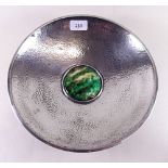 A Japanese hammered white metal and enamel bowl - 17.5cm