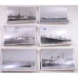 A group of forty black and white photographs of ships