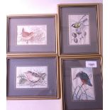 Thirteen Cash's silk woven pictures of birds