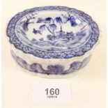 An 18th century Chinese blue and white oval porcelain salt painted garden scene