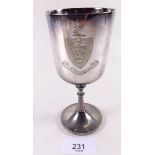 A silver plated cup for Downing College Cambridge for the Trial Eights 1892, to select the college