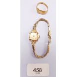 An 18 carat gold signet ring, 5g and an Avia gold ladies watch and strap, 16g