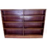 A long oak bookcase 1.6m long x 22cm deep x 1.22m high