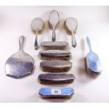 Assorted silver back mirrors and brushes