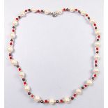 A freshwater pearl and bead necklace