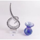 A lustred glass vase and a glass studio sculpture