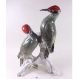 A large Karl Ens green woodpecker group - 32cm restored