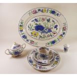 A Masons 'Regency' dinner service comprising: five cups (3 chipped), five saucers, six tea plates (
