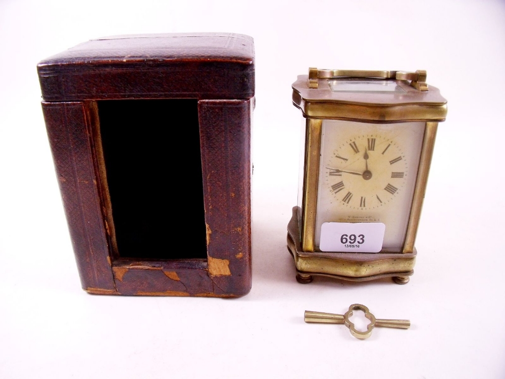 A 19th century brass cased carriage clock