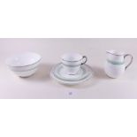 A Wedgwood green and silver banded teaset : seven cups, twelve saucers, eleven tea plates, two