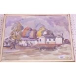 Boyce Drake (local artist) - watercolour cottage scene, 32 x 42cm