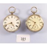 A silver pocket watch - Chester 1884 and another Chester 1890