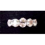 A Victorian 18 carat yellow gold ring set five graduated old cut diamonds approx 3.25 carats in