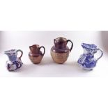 A Victorian Davenport Imari jug, a Masons blue and white jug and two Doulton Stoneware jugs