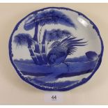 A Japanese Edo period blue and white plate painted exotic bird - 20cm diameter