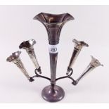 An Edwardian silver epergne with five vases - Birmingham 1907