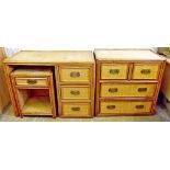 A bamboo and wicker suite comprising chest of drawers, bedside cabinet and dressing table