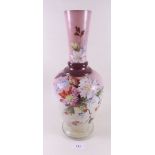 A Victorian glass vase painted flowers