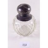 A silver mounted glass perfume bottle - Birmingham 1924