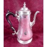A baluster shaped George II coffee pot - London 1754 by Gurney & Cook, 25oz