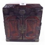 A 19th century Japanese lacquer and marquetry jewellery cabinet 26cm tall