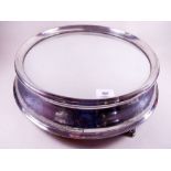 A large silver plated and mirrored cake stand - 42cm diameter