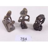 Three West African bronze figurative and erotic gold dust weights