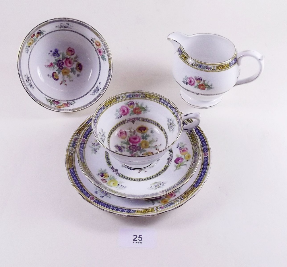 A Copelands 'Malvern' tea service comprising six cups and saucers, six tea plates, milk and sugar