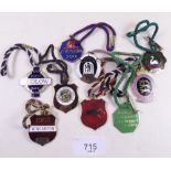 Nine horse racing enamel members badges: Cheltenham, Chepstow, Goodwood, Ludlow, Newton Abbot,