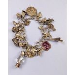 A silver charm bracelet, 72g