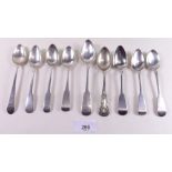 A collection of nine Scottish silver teaspoons, 150g