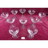 Ten cut glass champagne glasses